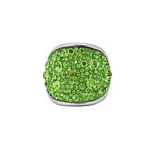 Stately Steel Green Glass Ring