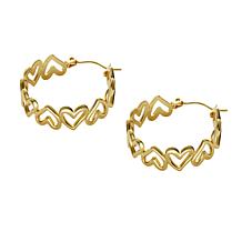 Stately Steel Hallow Heart Chain Hoop Earrings