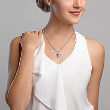 Stately Steel Heart and Star Necklace and Earrings Set