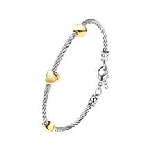 Stately Steel Heart Charms Wire Bangle