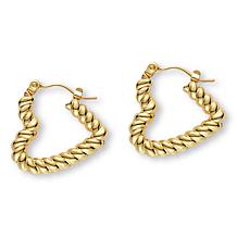 Stately Steel Heart Hoop Earrings