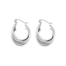 Stately Steel Interwoven Hoop Earrings