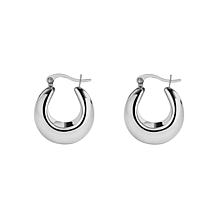 Stately Steel Large Rounded Tube Hoop Earrings