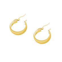 Stately Steel Medium Wide Huggie Hoop Earrings