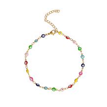 Stately Steel Multi-Color Evil Eye Station Ankle Bracelet