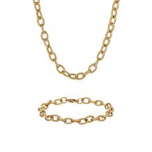 Stately Steel Rolo Chain Necklace and Bracelet Set