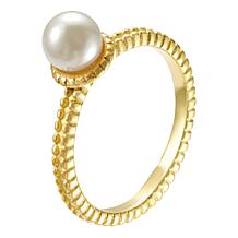 Stately Steel Simulated Pearl Solitaire Ring