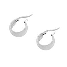 Stately Steel Small Wide Huggie Hoop Earrings