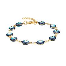 Stately Steel Stainless Steel and Blue Enamel Evil Eye Link Bracelet
