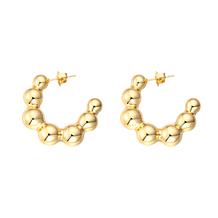 Stately Steel Stainless Steel Ball Cuff Earrings