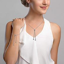 Stately Steel Stainless Steel Beaded Lariat Necklace and Bracelet Set