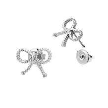 Stately Steel Stainless Steel Bow Stud Earrings