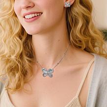 Stately Steel Stainless Steel Butterfly Necklace and Earrings Set