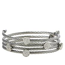 Stately Steel Stainless Steel Crystal-Accented Coil Bracelet