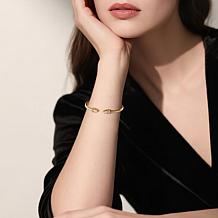 Stately Steel Stainless Steel CZ Arrow Cuff Bangle