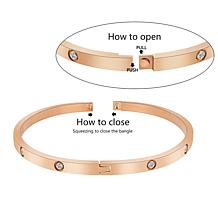 Stately Steel Stainless Steel CZ Bangle Bracelet