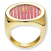 Stately Steel Stainless Steel Glass Stone Ring