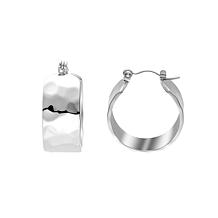 Stately Steel Stainless Steel Hugger Earrings