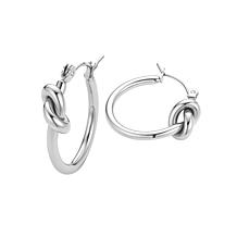 Stately Steel Stainless Steel Knot Hoop Earrings