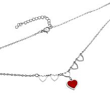 Stately Steel Stainless Steel Multi-Heart Necklace and Earring Set