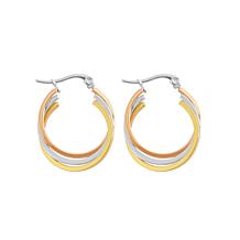 Stately Steel Stainless Steel Overlapping Triple Hoop Earrings