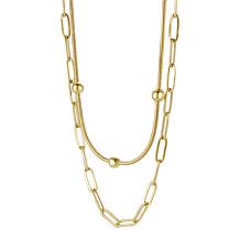 Stately Steel Stainless Steel Paper Clip Ball Chain Necklace