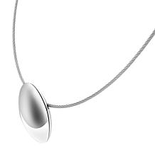 Stately Steel Stainless Steel Polished Disc Cable Wire Necklace