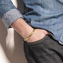 Stately Steel Stainless Steel Round Squared Hinged Bangle Bracelet 