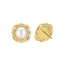 Stately Steel Stainless Steel Simulated Pearl Stud Earrings