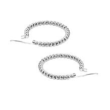 Stately Steel Stainless Steel Small Bead Hoop Earrings
