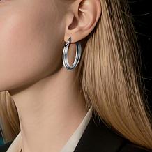 Stately Steel Stainless Steel Triple Overlapping Hoop Earrings