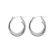 Stately Steel Stainless Steel Triple Overlapping Hoop Earrings