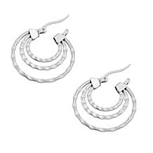 Stately Steel Stainless Steel Triple-Round Wave Hoop Earrings