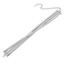 Stately Steel Stainless Steel Triple Snake Chain Choker Necklace