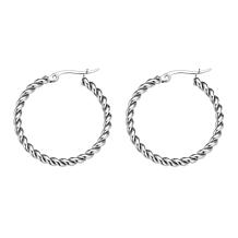 Stately Steel Stainless Steel Twist Hoop Earrings