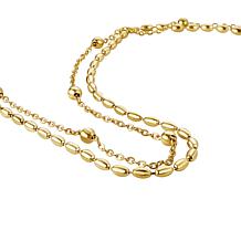 Stately Steel Stainless Steel Two Strands Beads Necklace