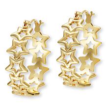 Stately Steel Star Chain Hoop Earrings