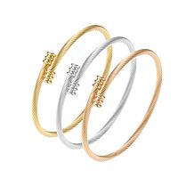 Stately Steel Three Tone Wire Cuff Bangle