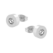 Stately Steel Triple Bezels Necklace and Earrings
