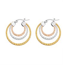 Stately Steel Triple-Round Hoop Earrings
