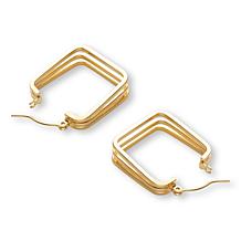 Stately Steel Triple Square Hoop Earrings