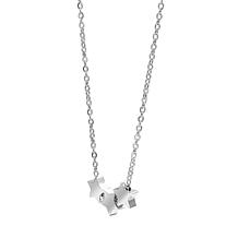 Stately Steel Triple Stars Necklace and Earrings