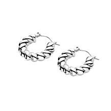 Stately Steel Twisted Chain Hoop Earrings