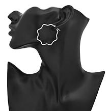 Stately Steel Wavy Hectogram Hoop Earrings - 1-9/16"