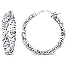 Sterling Silver 1.20ctw Moissanite Wave Hoop Earrings
