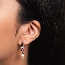 Sterling Silver 5-7mm Cultured Freshwater Pearl Twist Drop Earrings 