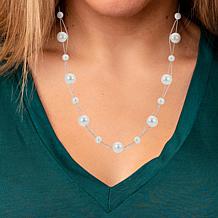 Sterling Silver 6-10mm Cultured Freshwater Pearl Illusion Necklace