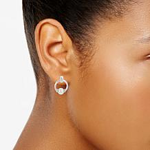 Sterling Silver 7-7.5mm Cultured Pearl Doorknocker Hoop Earrings