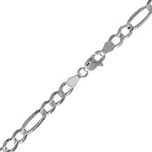 Sterling Silver 7.2mm Figaro Chain Bracelet