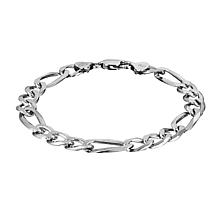 Sterling Silver 8.8mm Diamond-Cut Figaro Link 8-1/2" Bracelet